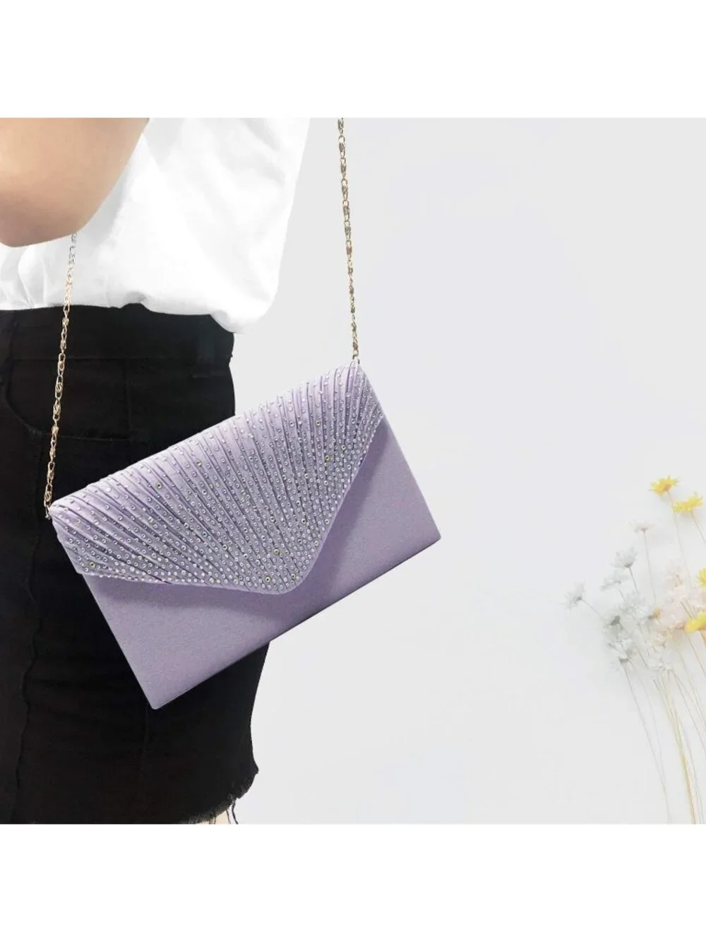 〽️ Women’s Violet Clutch Purse Bridal Wedding Party Evening Shoulder Bag